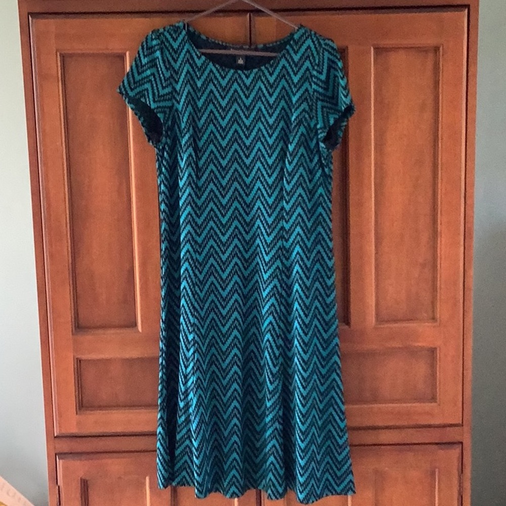 Chevron Patterned Blue Dress